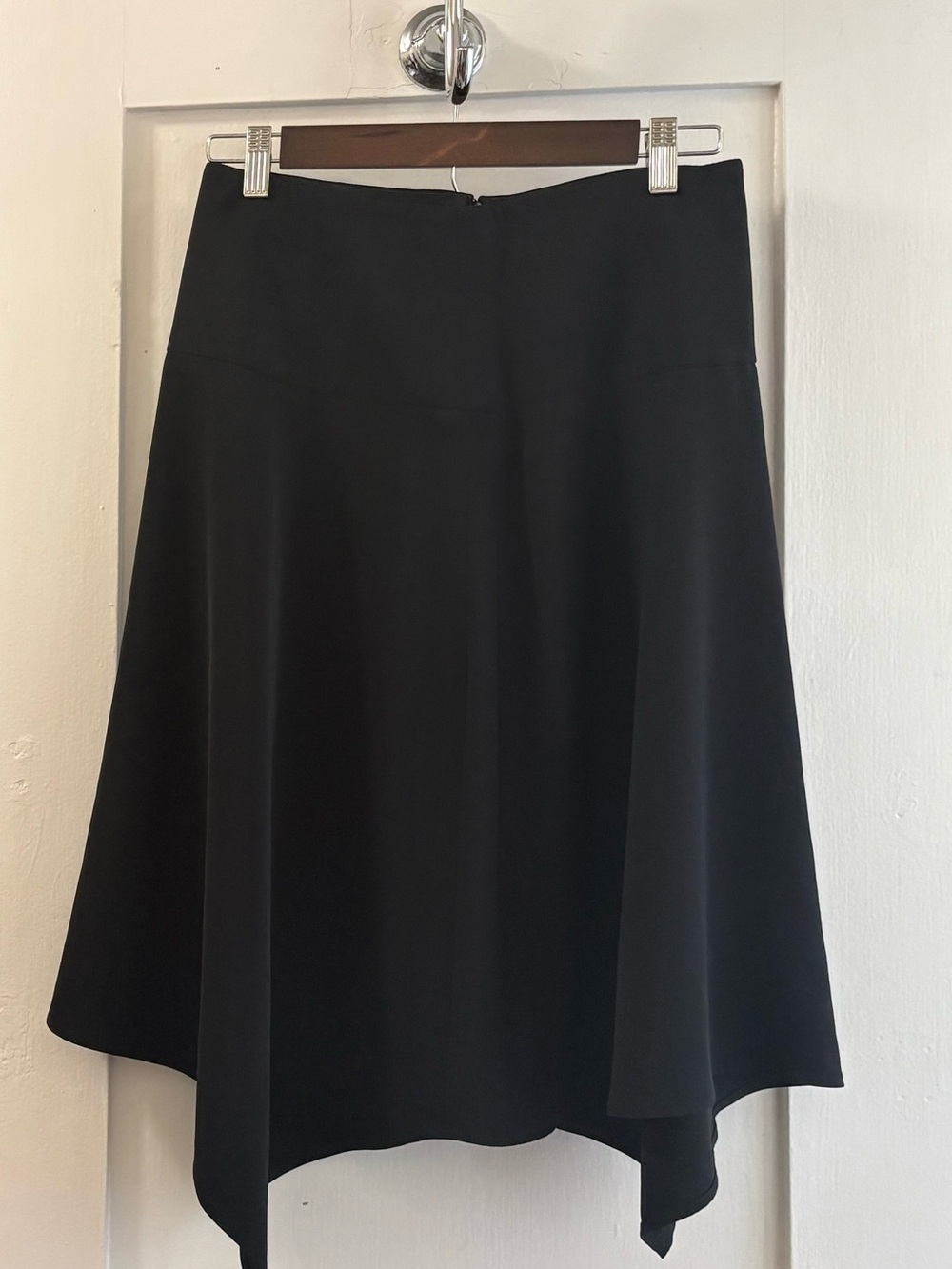 Ann Taylor Black Handkerchief Hem Midi Skirt Size Small Petite SP Asymmetric